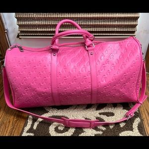 Hot Pink Glam-Aholic travel duffel bag.
